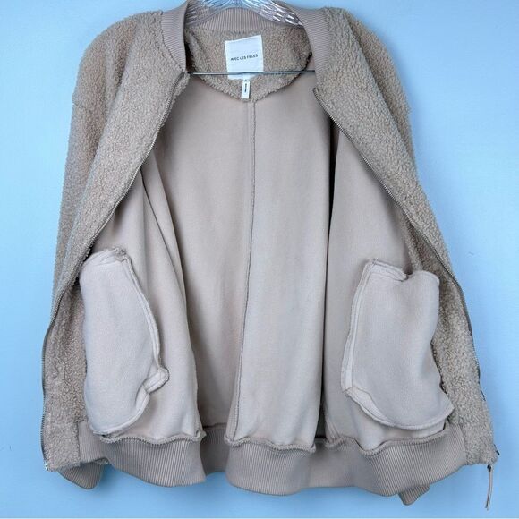 Avec Les Filles Sherpa Jacket Fuzzy Furry Warm Full Zip Tan Women’s Sz S - Picture 15 of 16
